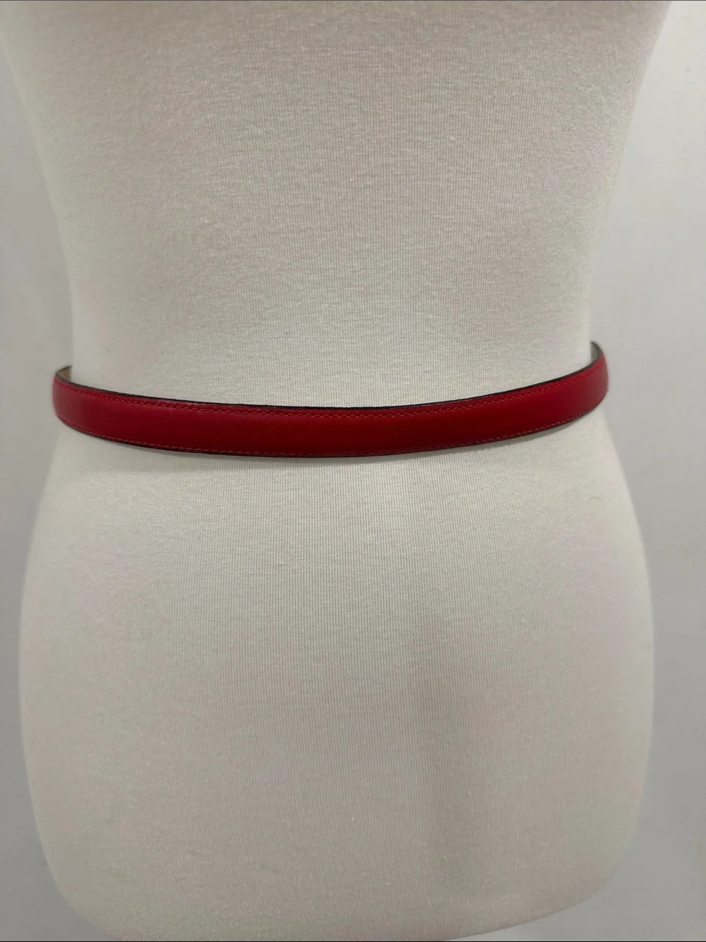 Vintage Dockers Red Genuine Leather Skinny Belt with Solid Brass Buckle